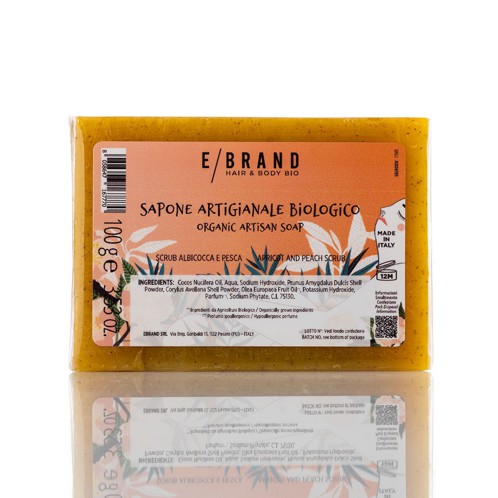 Sapone Biologico Scrub Albicocca e Pesca, Ebrand Hair & Body, 100 g