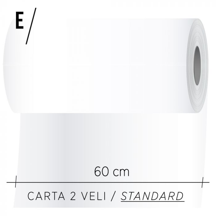 Rotolo lenzuolino per lettino in carta 2 Veli Micro-Incollato in pura cellulosa, 60 cm. x 70 mt.